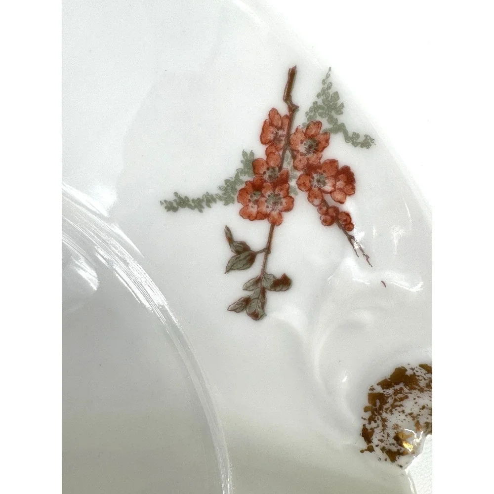 Jean Pouyat Limoges France Hand-Painted Floral Porcelain‎ Cake Platter Handles